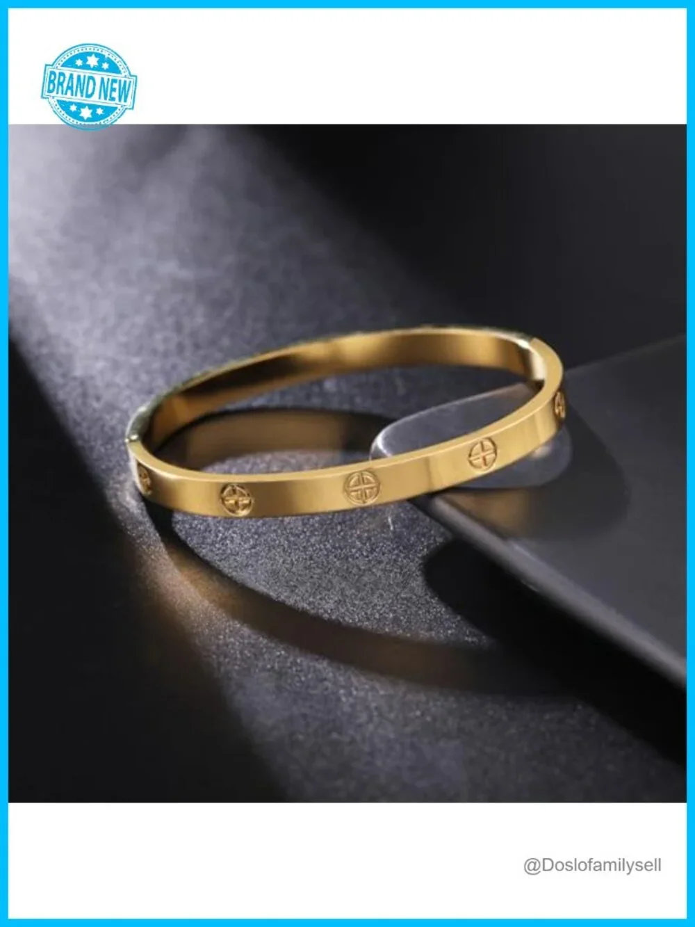 18K Gold Plated CZ Bangle Set Stainless Steel Love Bracelets